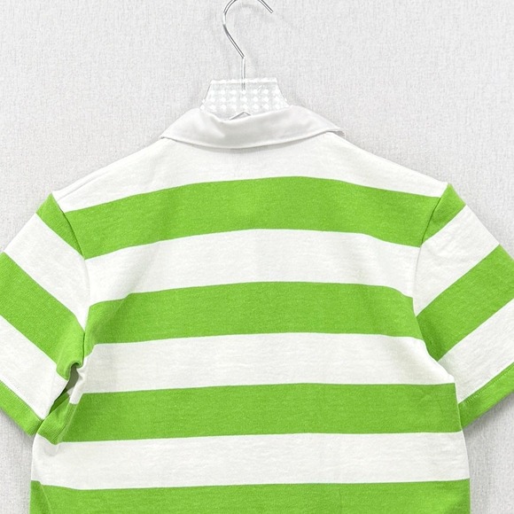 BARBARIAN RUGBY WEAR Womens Polo Shirt Medium Green White Stripe Patron Bee NEW - Picture 5 of 14